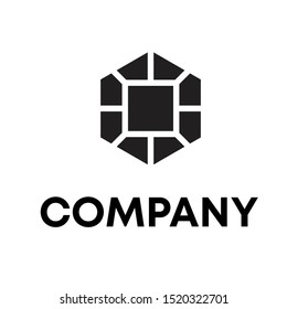 hexagon form brick logo design unique sign