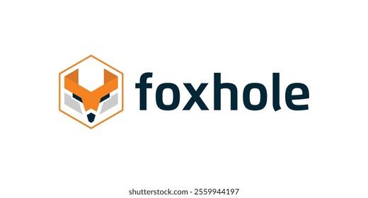 Hexagon fox head logo, fox head robot logo