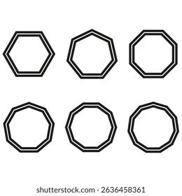 Hexagon frame icon. Vector outline symbol. Geometric shape figure. Black line contour.