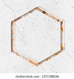 Marco hexagonal sobre el vector de fondo texturizado de mármol blanco