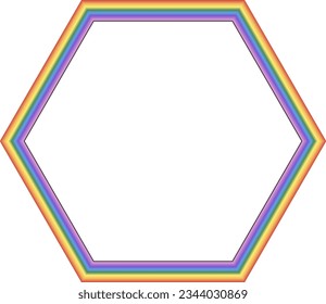 Hexagon frame Rainbow frame spectrum colorful color gradient photo frame borders background element decoration creative design ornamental borders isolated celebration