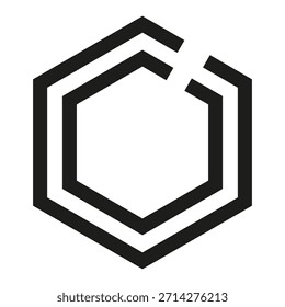 Sechseckrahmen. Geometrische, gebrochene Umrisse. Abstrakte Winkelform. Vektorgrafik-Element. EPS 10.