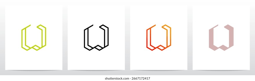 Forma de marco hexagonal Geométrica Letra moderna Diseño inicial del logotipo W