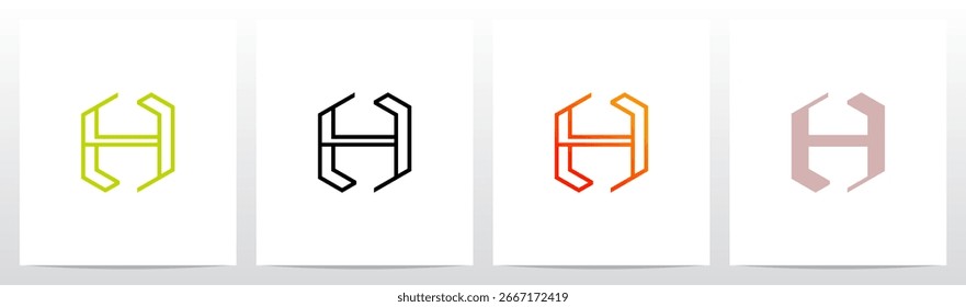 Forma do quadro hexágono Geométrica Moderna Letra Inicial Logo Design H