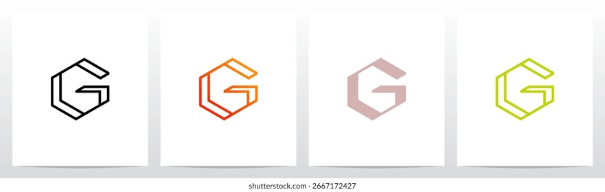 Forma de marco hexagonal Geométrica Letra moderna Diseño de logotipo inicial G