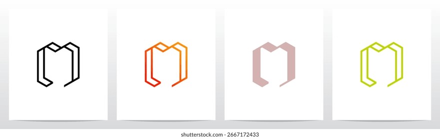 Sechseck Rahmen Form Geometrisch Moderner Buchstabe Initial Logo Design M