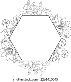 Hexagon Frame svg, Floral Frame svg, floral hexagon Frame svg