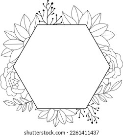hexagon frame svg, floral frame svg, Wedding frame svg, Floral, Floral wreath svg svg