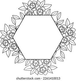 Hexagon Frame svg, Flower Monogram frame, wedding frame svg svg