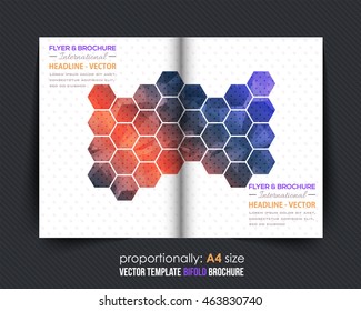 Hexagon Frames Bi-Fold Brochure Design. Corporate Leaflet, Cover Template
