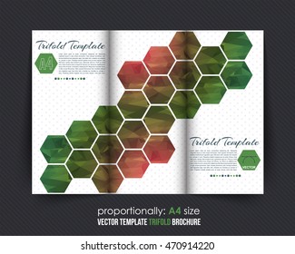 Hexagon Frames Tri-Fold Brochure Design. Corporate Leaflet, Cover Template