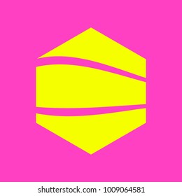 hexagon with fuchsia background and lines in dynamic and phosphorescent movement
