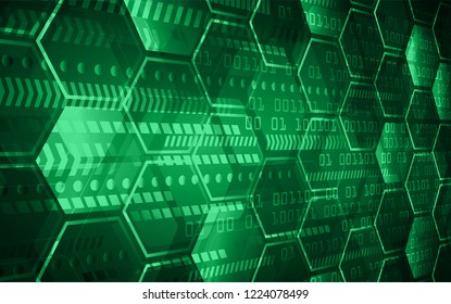hexagon future technology, blue cyber security concept background, abstract hi speed digital internet.motion move blur. 