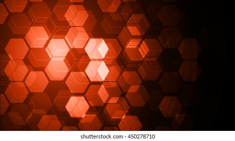 Hexagon future technology, security concept background, Dark orange cyber Light Abstract for computer graphic website internet. circuit. illustration. infographics. motion move speed. binary. vector