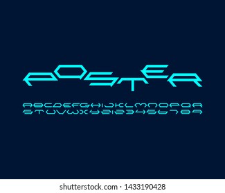 Hexagon futuristic font design in vector format