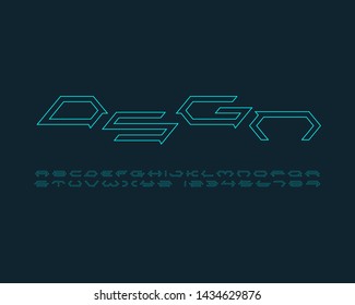 Hexagon futuristic font design in vector format