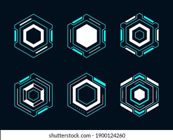 Hexagon Futuristic Frame Hud. Abstract Geometric Shape Vector Design For Digital Technology.	
