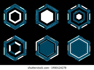 Hexagón de marco futurista. Resumen del diseño de vectores de forma geométrica para tecnología digital.	
