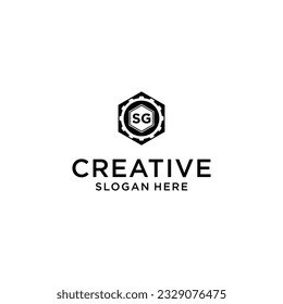 hexagon gear logo design concept