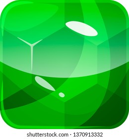 Hexagon gem, diamond, crystal on shiny, glossy rounded square background for the app icon. Vector asset in cartoon style for web or game design, app icon template isolated on white background.