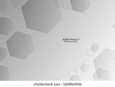 Hexagon  Geometric abstract  background , Vector and illustration banner poster template.Gray Tone.