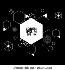 hexagon geometric black background vector design
