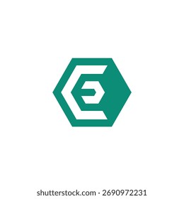 Hexagon Geometric Initial Letter C CE EC E Logo Design Vector Template