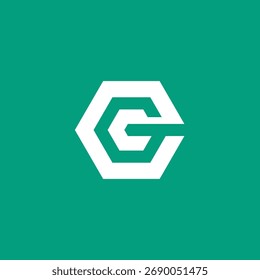 Letra inicial geométrica hexagonal G GE EG Diseño de logotipo Plantilla de Vector