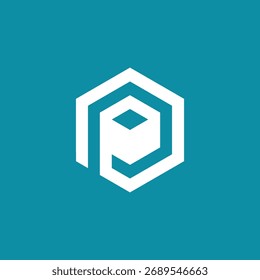 Letra inicial geométrica hexágono P modelo de vetor de design de logotipo