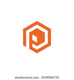 Hexagon Geometric Letter P logo design vector template