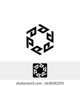 HEXAGON GEOMETRIC P LOGO DESIGN IDEA VECTOR.