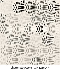 Hexagon geometric pattern vector seamless halftone design. Dot hexagon texture seamless