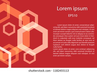 Hexagon geometric red background.