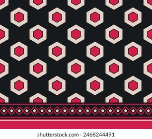 HEXAGON GEOMETRIC SEAMLESS PATTERN WITH BORDER FRAME ALL OVER PRINT VECTOR ILLUSTRATION