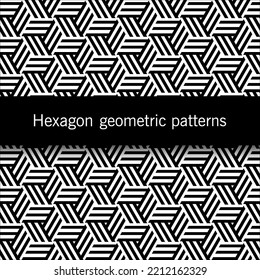 Hexagon geometric set seamless pattern collection, Abstract background, Decorative wallpaper.