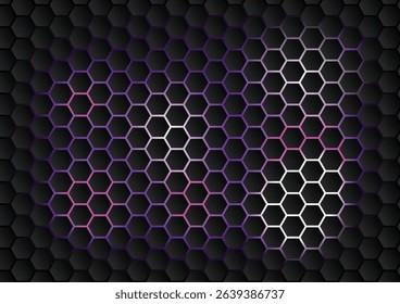 Hexagon geometric shape abstract background. Concept of honeycomb shape pattern wallpaper futuristic design, mosaic bright network structure, digital science innovation, seamless grid pattern.