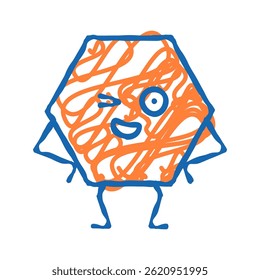 hexagon geometric shape character doodle icon sketch vector. hexagon geometric shape character sign. isolated symbol illustration
