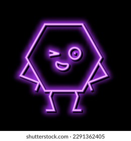hexagon geometric shape character neon light sign vector. hexagon geometric shape character sign. isolated symbol illustration