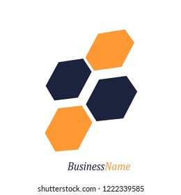 Hexagon geometric shape. Minimal abstract emblem template.