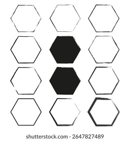 Formas geométricas de hexágono. Padrão monocromático abstrato. Design minimalista moderno. Elemento de ladrilho vetorial.