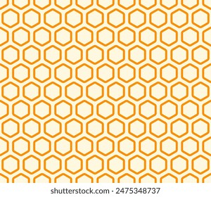 Fondo de Formas geométricas hexagonales. Color naranja en el fondo coincidente. Celdas hexagonales redondeadas en negrita con relleno. Formas hexagonales. Patrón sin costuras. Ilustración vectorial con mosaico.