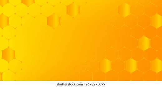 Hexagon geometric yellow white gradient color pattern background. Abstract graphic design technology and energy concept.