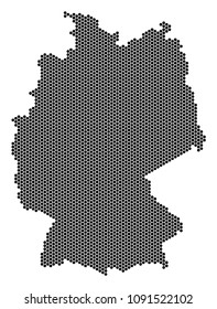 Hexagon Germany map. Vector geographic plan on a white background. Abstract Germany map composition is composed of hex-tile dots.