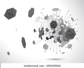 Hexagon global with connection symbol use for techonology and business concept, vector background