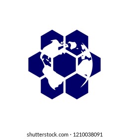 hexagon globe logo image
