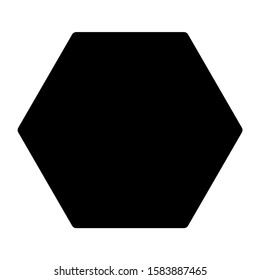 Hexagon glyph icon. Six-sided geometric figure. Decorative graphic element. Flat abstract shape. Isometric filled form. Silhouette symbol. Negative space. Vector isolated illustration
