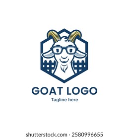 Hexagon goat logo design, goat cartoon logo