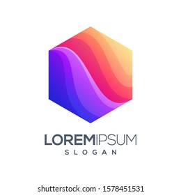 hexagon gradient color logo design 