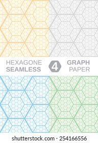 Hexagon Graph Paper. Set of 4 seamless backgrounds.