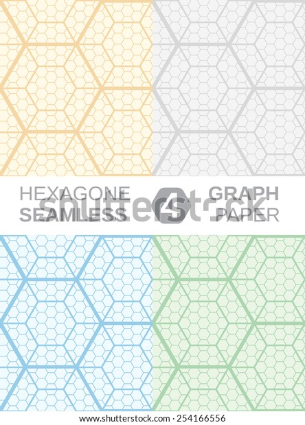 hexagon graph paper set 4 seamless stock vector royalty